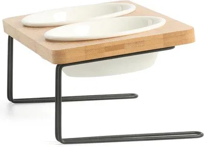 Produktbild von Gekantelter Katzennapf aus Bambus 15° für Katzen und Hunde