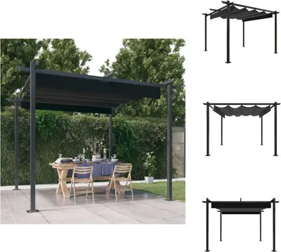 Produktbild von vidaXL Pavillon mit Ausziehbarem Dach 3x3 m Anthrazit -  Pavillons & Partyzelte