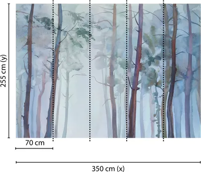 Produktbild von Tadessi Fototapete | Wald | 3.50 m x 2.55 m | Blau | Grün | Wandbild | Digitaldruck