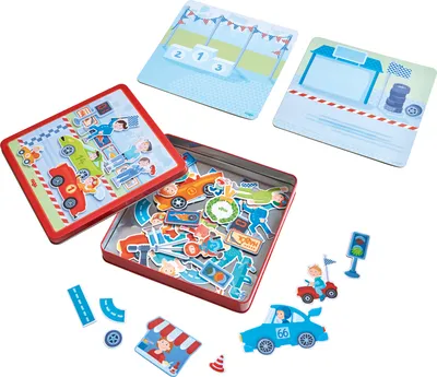Produktbild von HABA Magnetspiel-Box Flotte Flitzer 301948