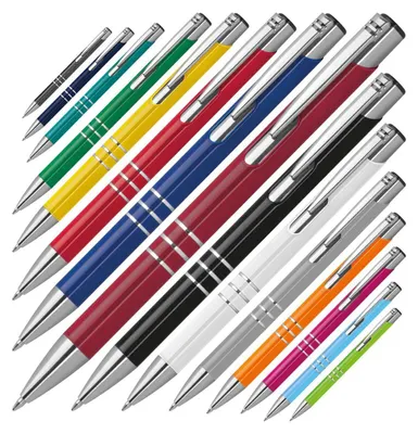Produktbild von 15 Kugelschreiber aus Metall / vollfarbig lackiert / 15 Farben (matt)