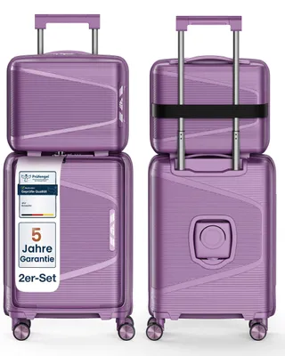 Produktbild von 4FLY Hartschalen Handgepäck Set 2-teilig – Kabinenkoffer (54x36x19cm) 30L und Kosmetikkoffer 18L mit TSA-Schloss, USB-C, Doppelrollen