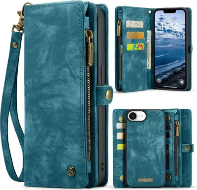 Produktbild von iPhone 16e / 17e Hülle - CaseMe 008 2-in-1 Klapphülle & Back Cover mit Brieftasche - Blau