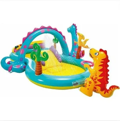 Image de Pataugeoire pour enfants avec toboggan et figurines de dinosaures