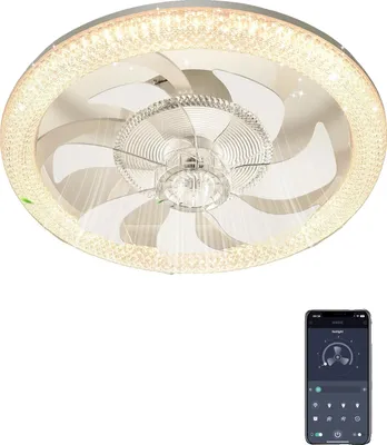 Obrázek produktu pro Stropní ventilátor Světlo, stmívatelné, dálkové ovládání, bez bílého stínidla