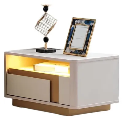 Obrázek produktu pro Noční stolek v moderním stylu, béžová barva, dřevěná konstrukce, elegantní design