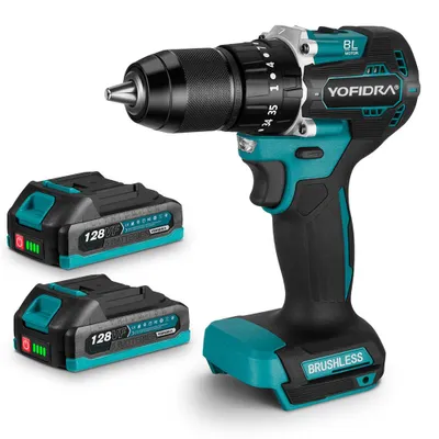 Image de Visseuse sans fil, kit de perceuse-visseuse sans fil, perceuse à main sans fil Perceuse sans fil avec 2 batteries Couple maxi, mandrin de 13mm