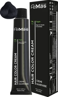 Produktbild von FemMas Hair Color Cream 100ml Haarfarbe Schwarz Intensiv 1.0