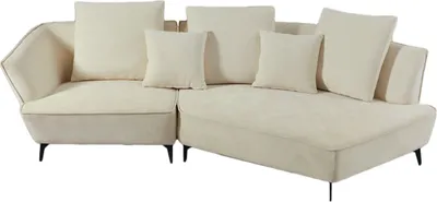 Produktbild von KAWOLA Sofa GARBO Designsofa Stoff cremeweiß rechts offen