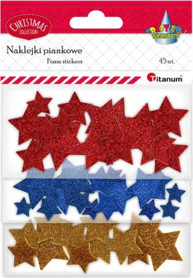 Produktbild von Schaumstoffsticker Glitzersterne 45 Stück Christmas Titanum