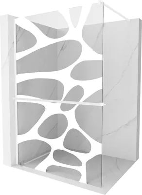 Image de Mexen Kioto+ paroi de douche avec tablette de plain-pied 120 x 200 cm, motif blanc, blanc - 800-120-121-20-97