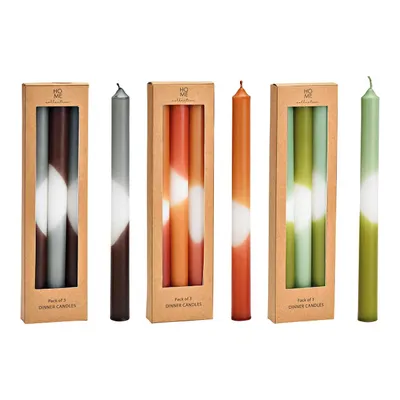 Produktbild von Stabkerze Dip Dye 9er Set – Farbverlauf Kerzen Braun-Grau, Grün & Orange Bunt – Dinner Candles