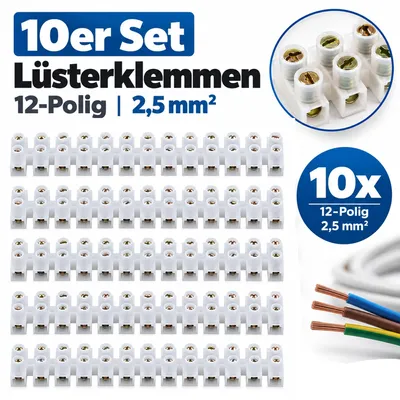 Produktbild von 10x Lüsterklemmen 12-polig 2,5mm² Klemmleiste Verbindungsklemmen Kabelklemmen
