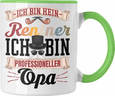 Produktbild von Trendation - Ruhestand  Opa Tasse Geschenk Rentner Geschenkidee Lustig Großvater Beste Opa Vatertag Rente (Grün)