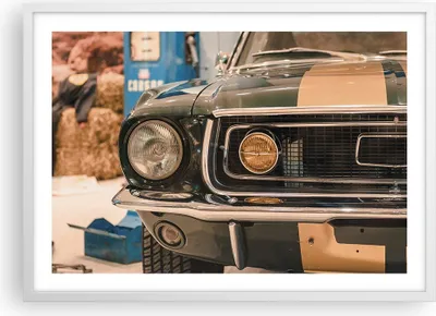 Produktbild von Gerahmtes Poster - Weißer Rahmen - Abdeckung Ford Mustang - 70x50 cm - Wand Bild - Wanddeko - Wandbilder - Kunstposter - Wandposter - Bilderrahmen - Bilder - Kunstdruck - P2WAA70x50-4480