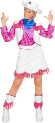 A woman in a cowgirl costume posing.