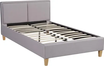 Produktbild von Polsterbett ANAIS Bettgestell Einzelbett 120x200 cm Designbett inklusive Lattenrost, Stoffbezug in grau anthrazit