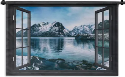 Produktbild von MuchoWow® Wandteppich Wandbehang Aussicht - Berg - Wasser 60x40 cm Tapisserie Dekoration Wandtuch - Wanddekorationen