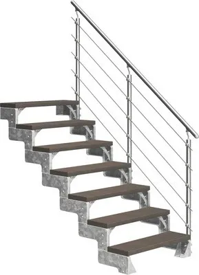 Produktbild von Aussentreppe Pertura Tallis mit Prova Geländer 7 Steigungen 100 cm dunkelbraun