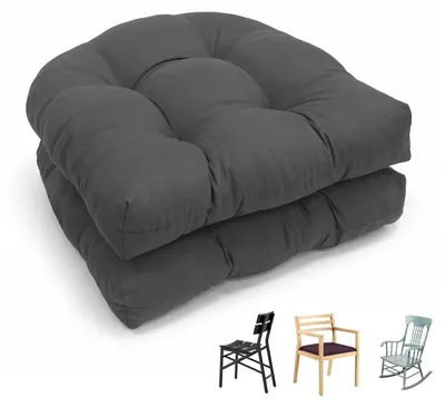 Produktbild von Omgoods – Set aus 2 halbrunden Sitzkissen, 48 x 48 cm, Dunkelgrau