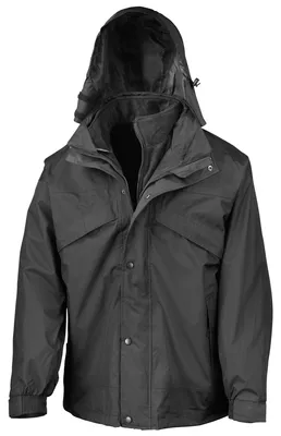 Produktbild von Result Herren 3-in-1 StormDri Jacke mit Reißverschluss und Druckknöpfen, wasserabweisend, winddicht FK585 (2XL) (Schwarz)