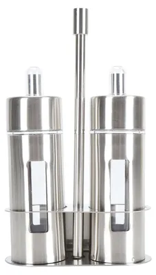 Öl- und Essigkännchen aus Edelstahl, 80 ml, 2 Stück mit Basis