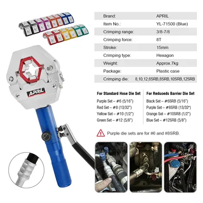 Obrázek produktu pro Hydraulický lisovací stroj na hadice, lisovací síla 8T, zdvih 15 mm , YL-71500