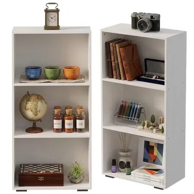 Produktbild von Modernes Bücherregal im Loft-Stil, weiß, mit Ablagen fürs Wohnzimmer, 120 cm hoch