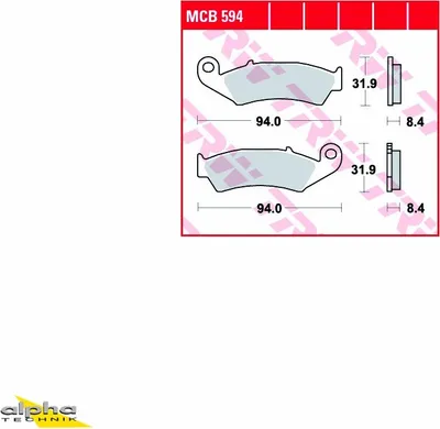 Produktbild von TRW Bremsbelagsatz MCB594 RVF400R NC35