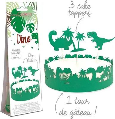 Image de Décorations en papier pour gâteaux dinosaures