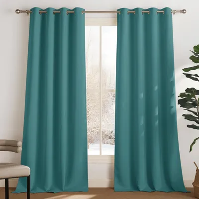 Produktbild von Vorhänge Ösenblickdicht Thermo 2er Set Tealblau 245 x 140 cm