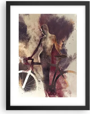 Produktbild von Gerahmtes Poster - Schwarzer Rahmen - Körper Mädchen Fahrrad Illustration - 30x40 cm - Wand Bild - Wanddeko - Wandbilder - Wandposter - Bilderrahmen - Bilder - Kunstdruck - Wandbild - P2BPA30x40-3136