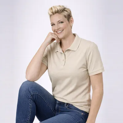 Produktbild von Damen Poloshirt, sand, Größe XL : XL : sand : 65% Baumwolle 35% Polyester