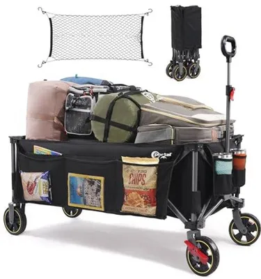 Produktbild von XXL verlängerter Festivaltrolley mit Rollen - Klappbarer Camping- und Strandwagen mit Bremse - Max. 160 kg