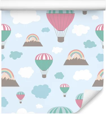 Produktbild von 10m VLIES TAPETE Rolle Kinderzimmer Regenbogen Luftballons Wolken Natur XXL