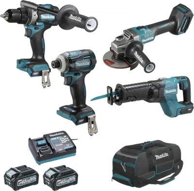 Image de Ensemble de 4 machines 40 V max XGT (DF001G + GA005G + TD001G + JR001G) - MAKITA - avec 2 batteries 40V 4.0Ah - chargeur - sac - DK0126G401