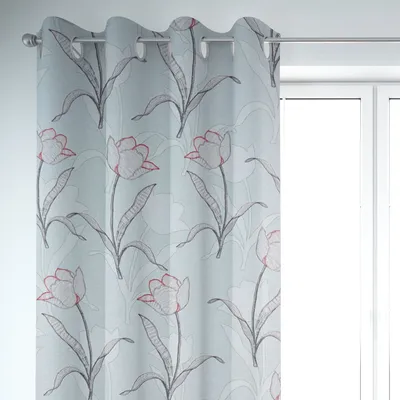 Produktbild von SCHÖNER LEBEN. Vorhang Tulpen mint 245cm oder Länge wählbar aus Standardgrößen Aufhängung Ösen