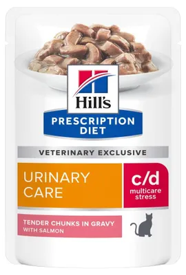 Produktbild von PATEE Katzenfutter für ausgewachsene Katzen mit Rezept C/D Harnwegsstress Lachs (Beutel) - HILL'S
