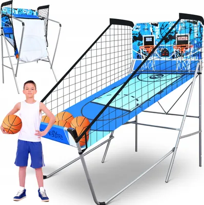 Immagine prodotto di SereneLife Gioco di basket arcade, canestro pieghevole singolo/doppio, tabellone elettronico, struttura robusta, sport da interno/esterno