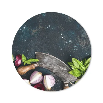 Produktbild von MuchoWow® Mauspad Mousepad Gemüse - Kräuter - Wiegemesser - Zwiebel - Gewürze - Rustikal 20x20 cm - Mousepads - Maus Mat - Pad - Mausunterlage - Schreibtischmatte