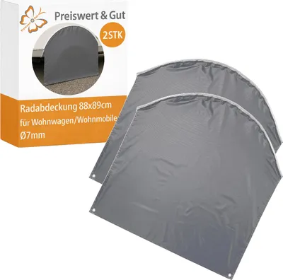 Produktbild von Radabdeckung Wohnwagen 2er Set 88x89cm für  Wohnmobil wetterfest, Radkastenabdeckung als Reifenschutz mit 2 Ösen