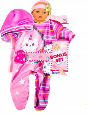 Produktbild von Puppenkleidung Strampler Set für Puppen 40-45cm Katzen Motiv Outfit Zubehör Bunt