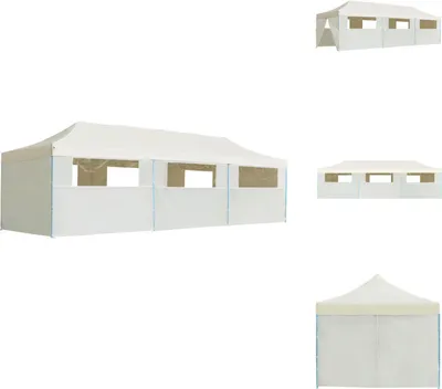 Image de vidaXL Tente de réception pliante Pop-Up avec 8 parois latérales 3 x 9 m Crème - Pavillons & Tentes de réception