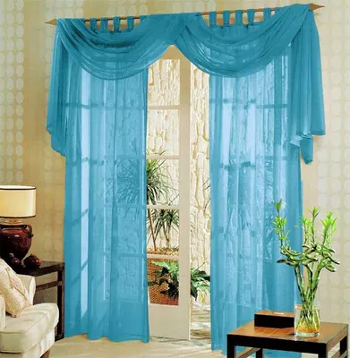 Produktbild von Voile komplett GARDINEN SET 3tlg., Blau, 60999