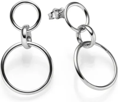 Produktbild von Paar Ohrhänger 3 Ringe 31x17,5mm aus 585 Gold Weißgold Ohrringe Ohrschmuck
