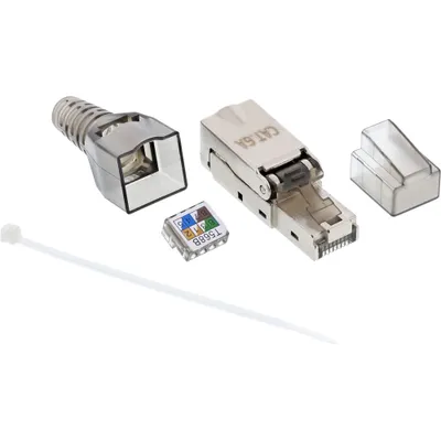 Produktbild von InLine RJ45 Stecker Cat.6A 500MHz, feldkonfektionierbar, geschirmt, Metallisch, Transparent, RJ45, Metall, 19 g, Polybag, 70 mm