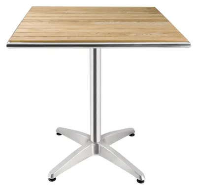 Image de Table carrée Bolero en bois de frêne avec 1 pied en aluminium 700x700x720 mm