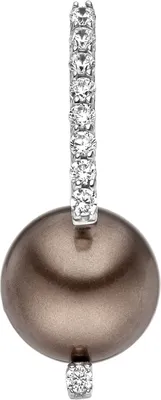 Produktbild von JOBO Anhänger 925 Sterling Silber 1 braune Perle 9 Zirkonia Perlenanhänger