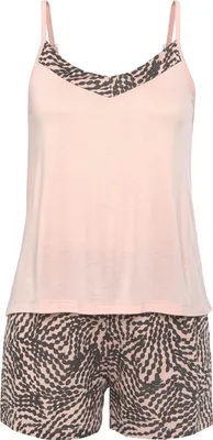 Produktbild von LASCANA Shorty 2 -teilig rosa anthrazit bedruckt Größe 44/46