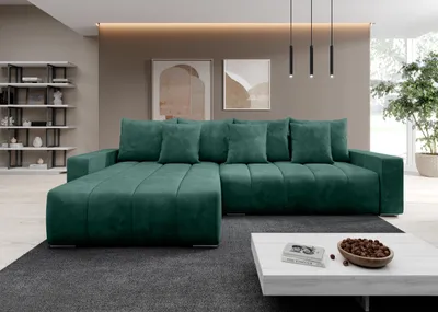Obrázek produktu pro FurMeb24 ECKSOFA NAVO s funkcí spaní a lůžkem 278 x 178 cm ZELENÁ - levá strana